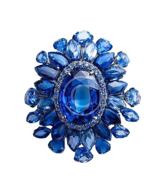Blue crystal statement brooch